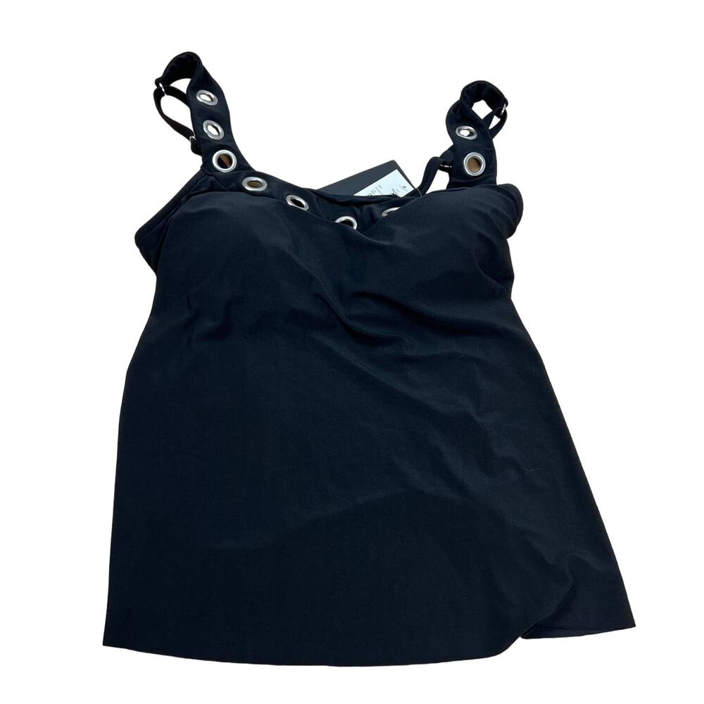 Aqua Green Women's Black Adjustable Strap Tankini Top - Size Small - NWT